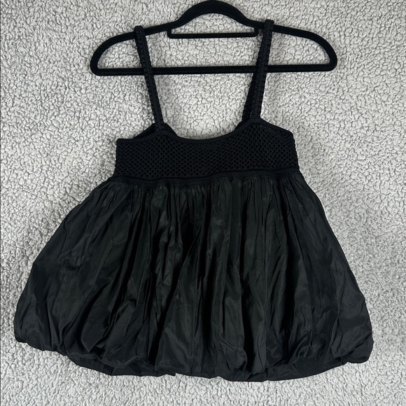 Anthropologie Bubble Crochet Crop Relaxed Black Tank Top Women’s Size XSP - Picture 15 of 16